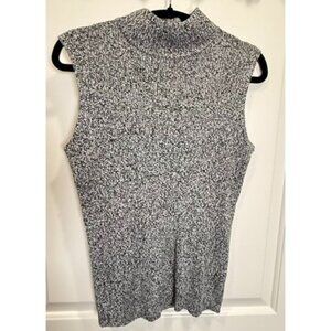 Dana Buchman Gray Mock Neck Sleeveless Sweater Top M | Minimalist Layering Knit